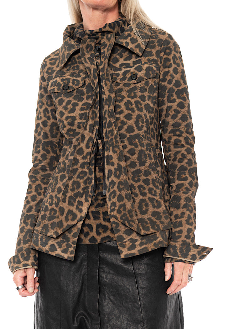LEOPARD PRINT STRETCH JACKET