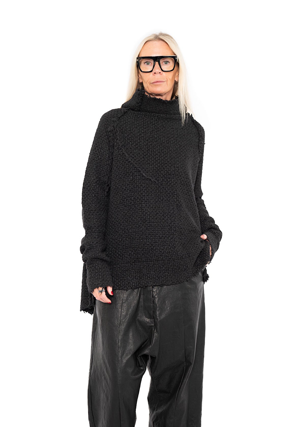 TEXTURED SILK KNIT PULLOVER