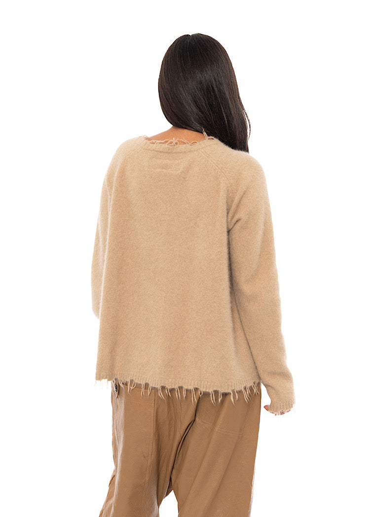 RELAXED FRAYED KNIT PULLOVER