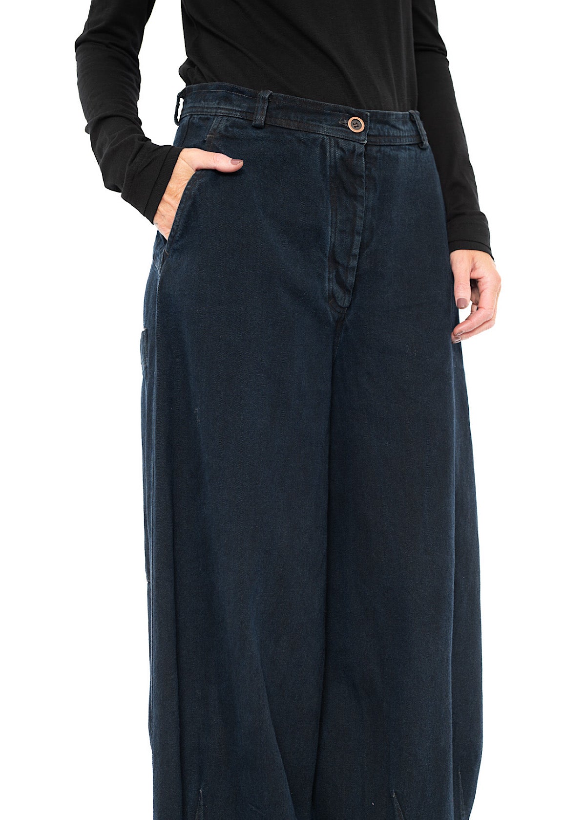 GARMENT-DYED DENIM WIDE LEG TROUSER