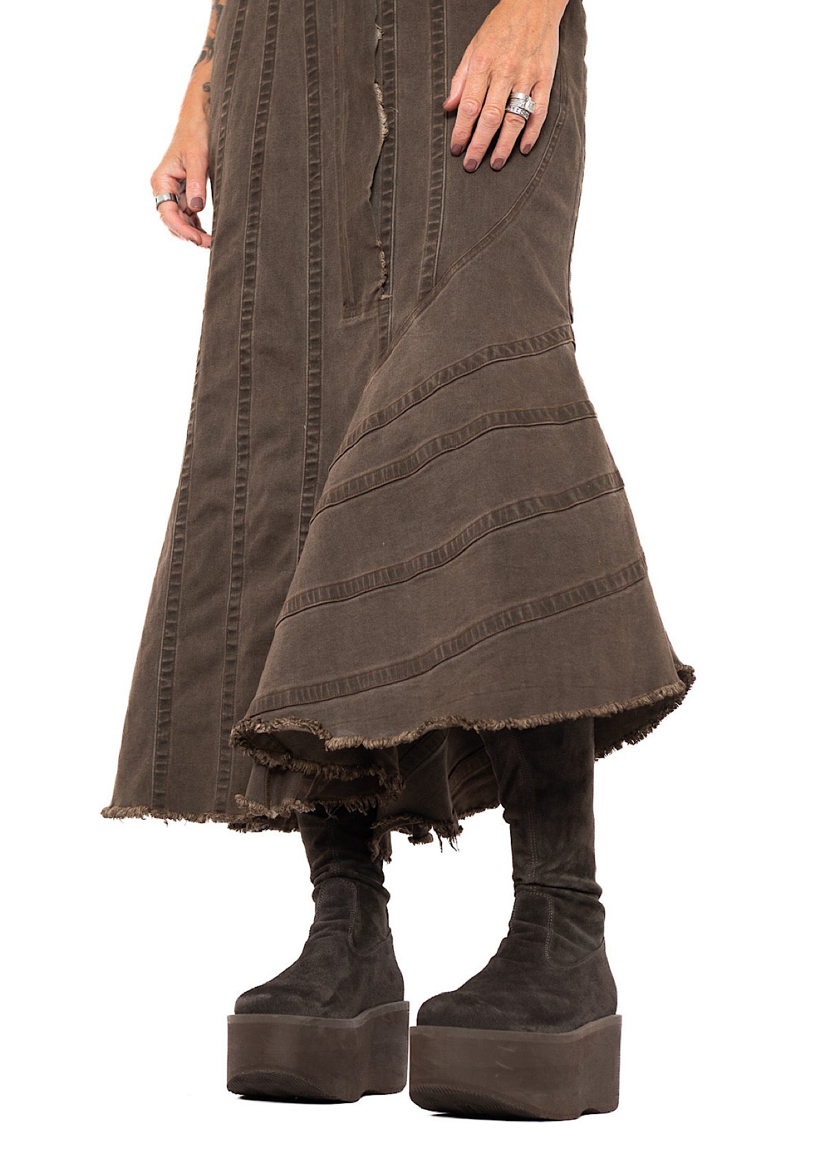 FISHTAIL STRETCH DENIM DRESS