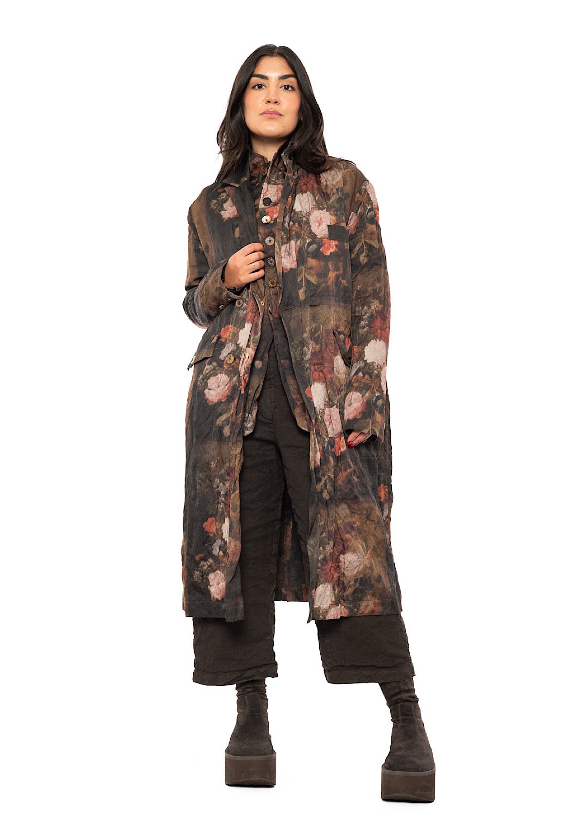FLORAL PRINT OVERSIZED COAT