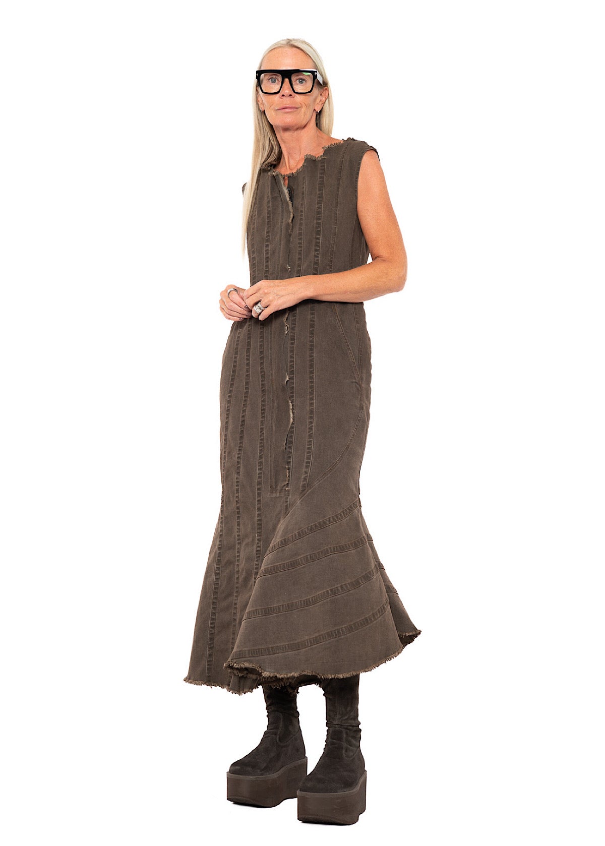 FISHTAIL STRETCH DENIM DRESS