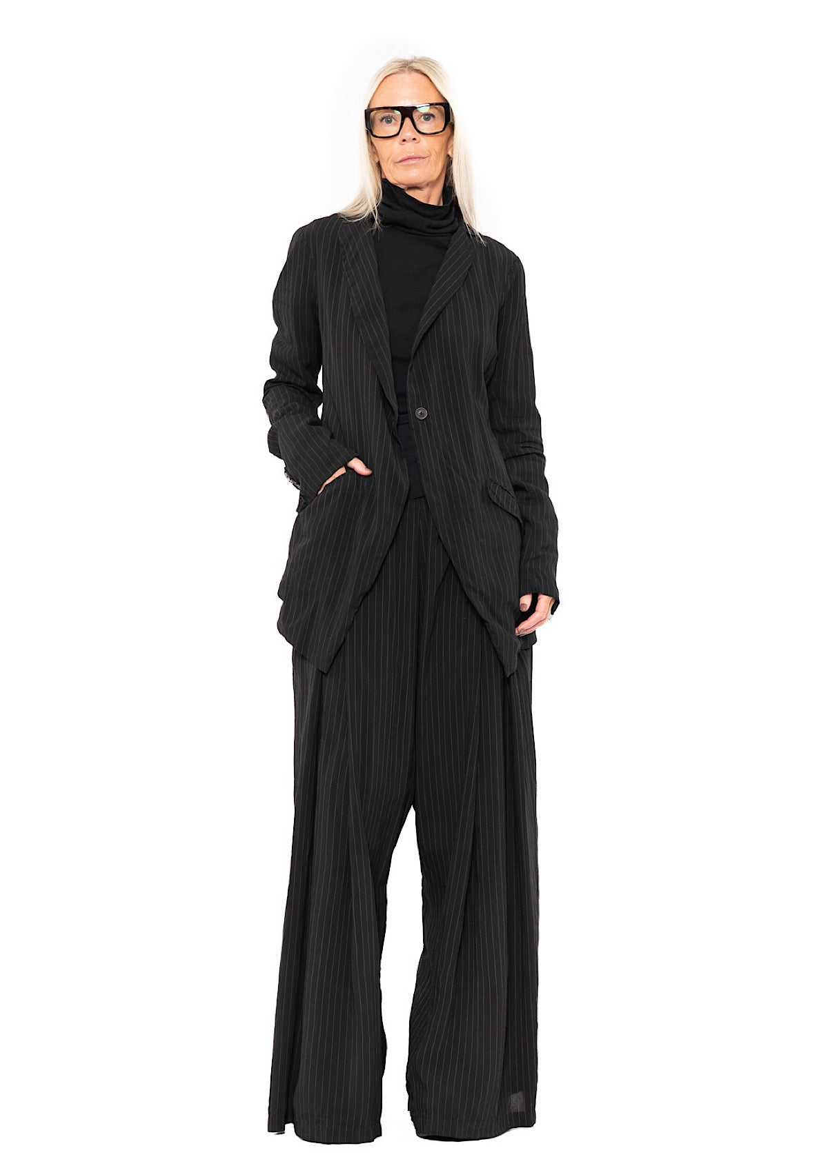 FLUID PINSTRIPE LONGLINE JACKET