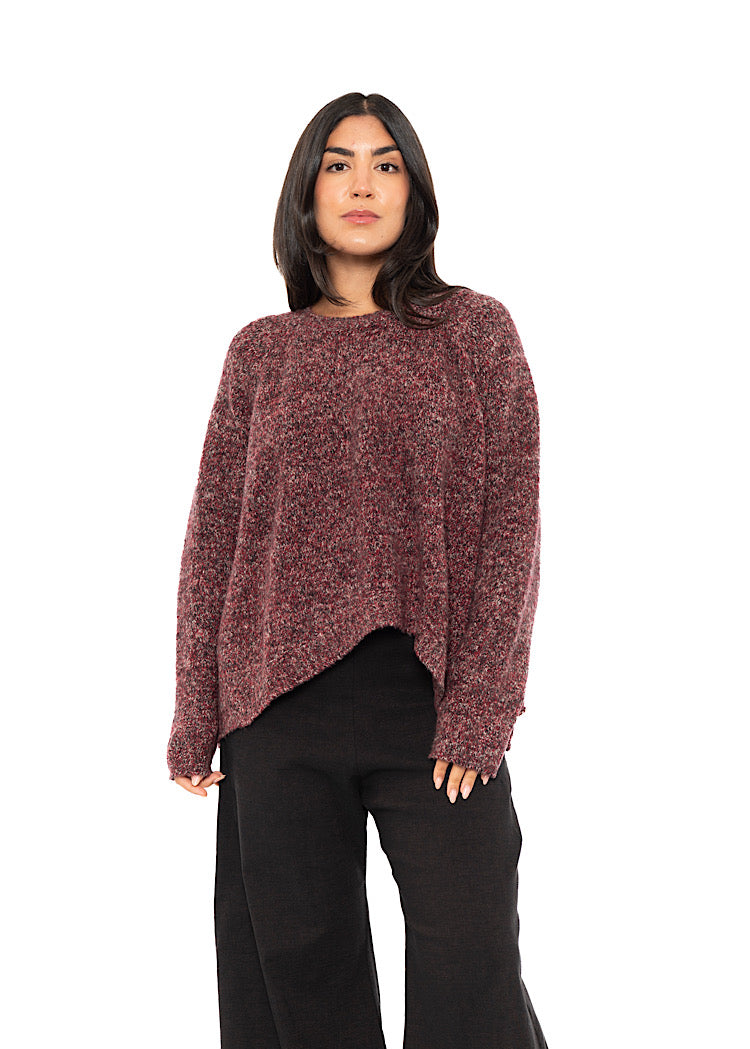 CROPPED MÉLANGE KNITTED PULLOVER