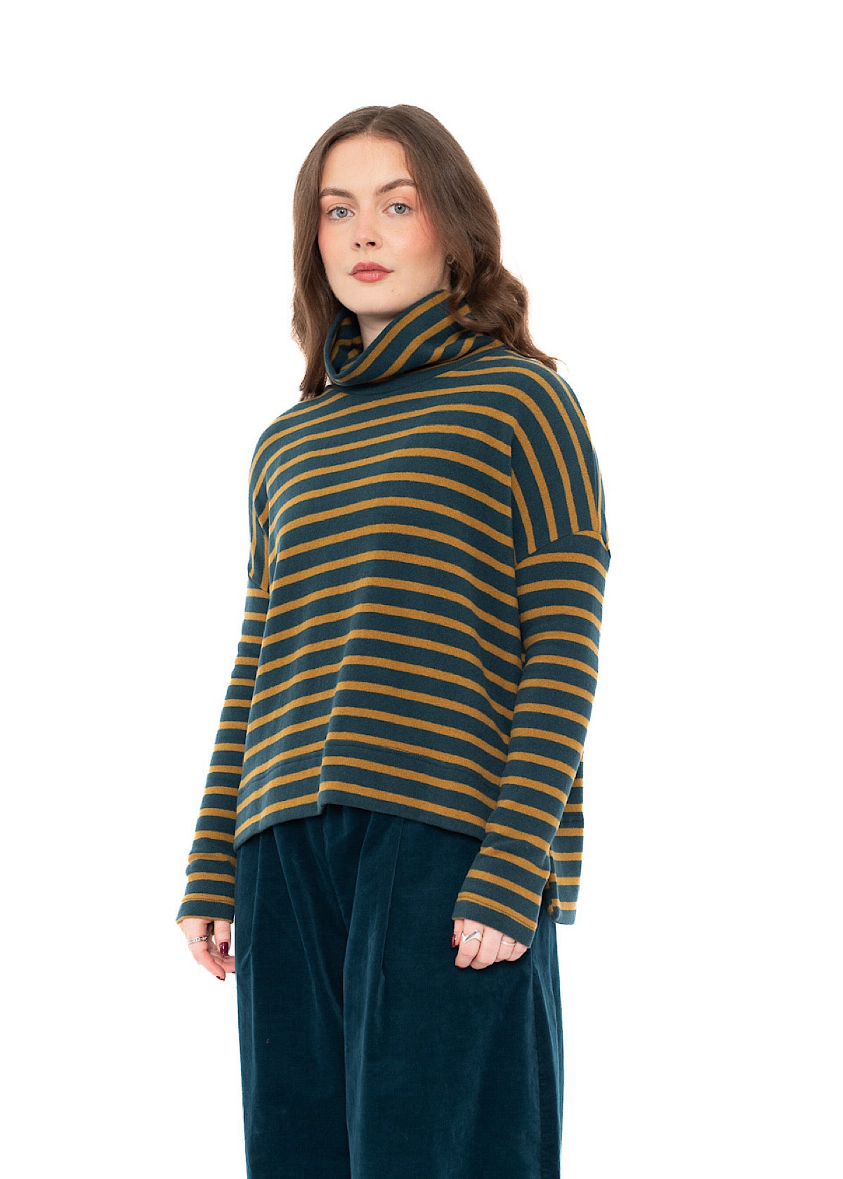 STRIPED COTTON-FLEECE MOYET PULLOVER