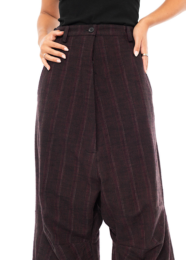 PINSTRIPE DROP CROTCH WOOL TROUSER