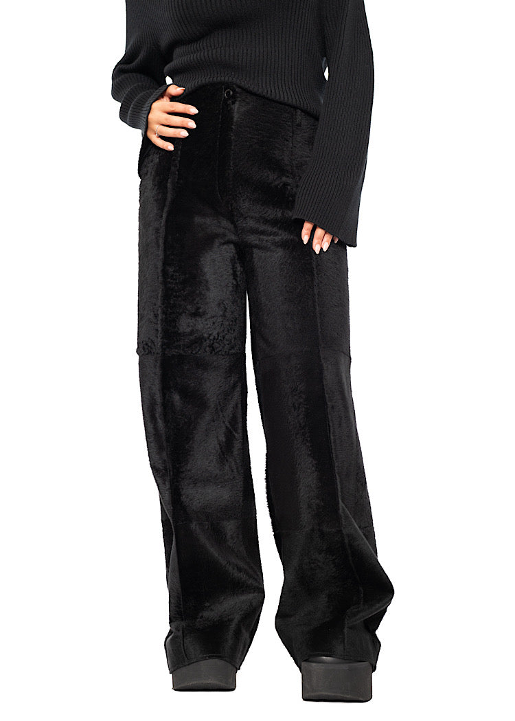 FLARED FUR LEATHER TROUSER