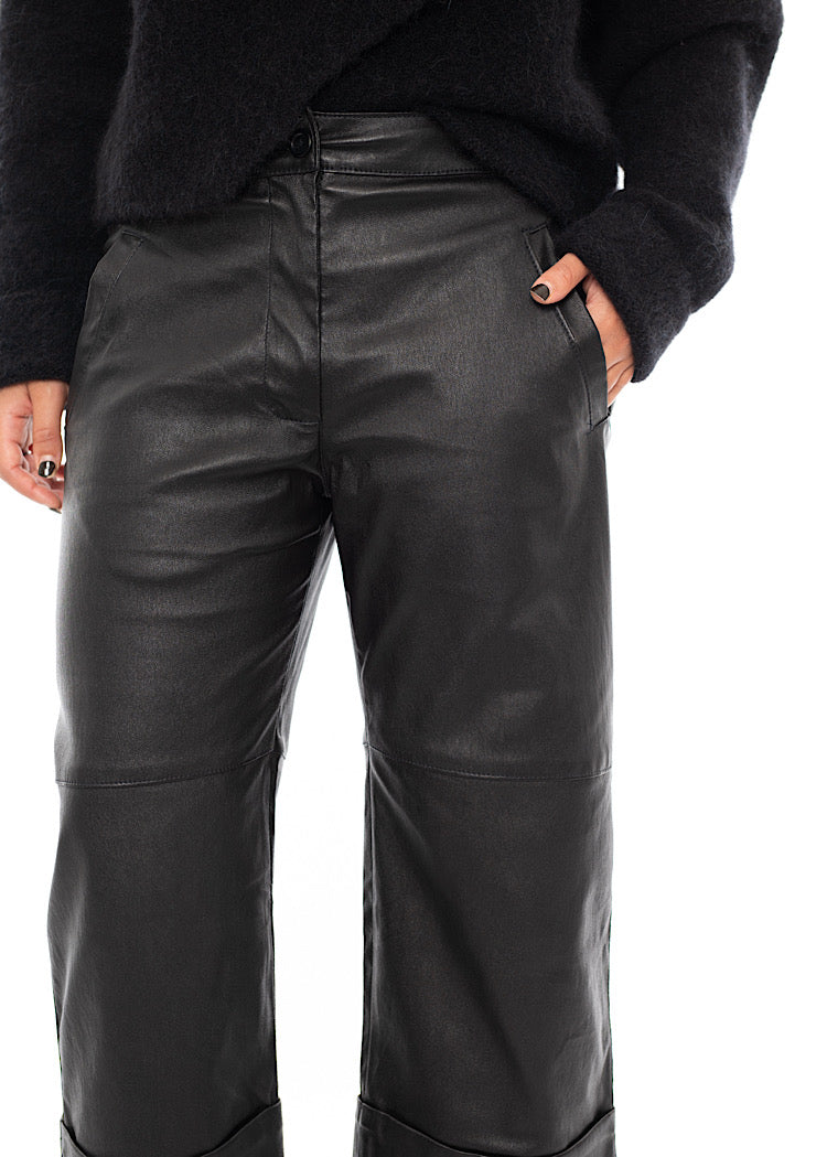 SORT AARHUS LEATHER TROUSER