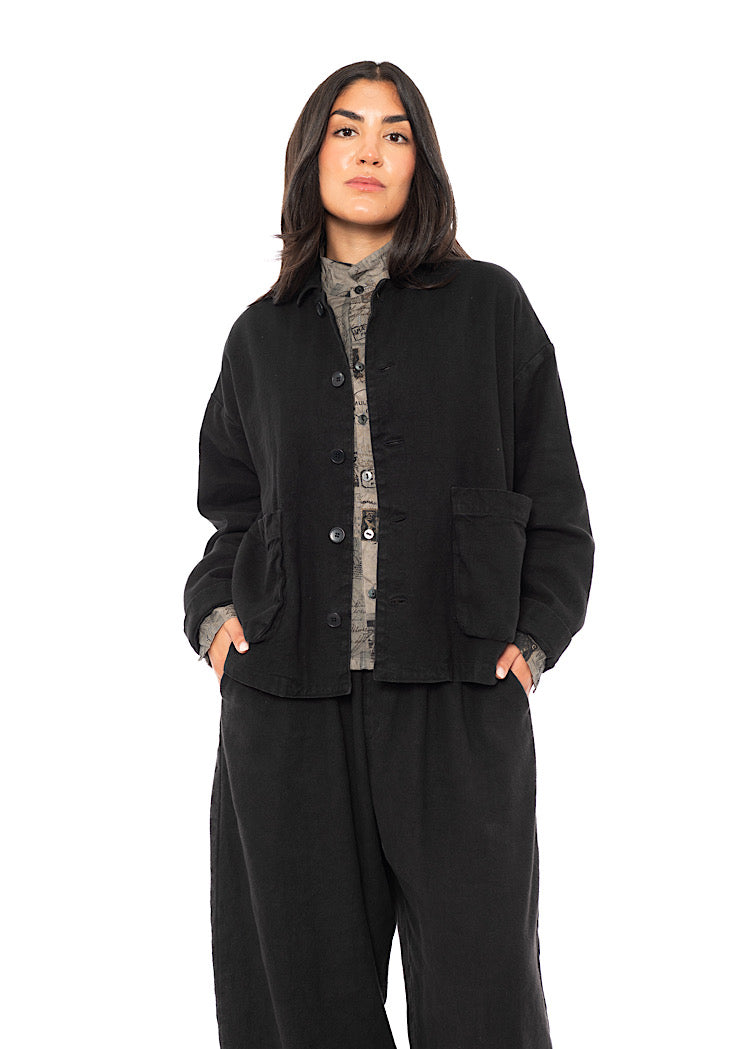 LINEN-COTTON UTILITY JACKET