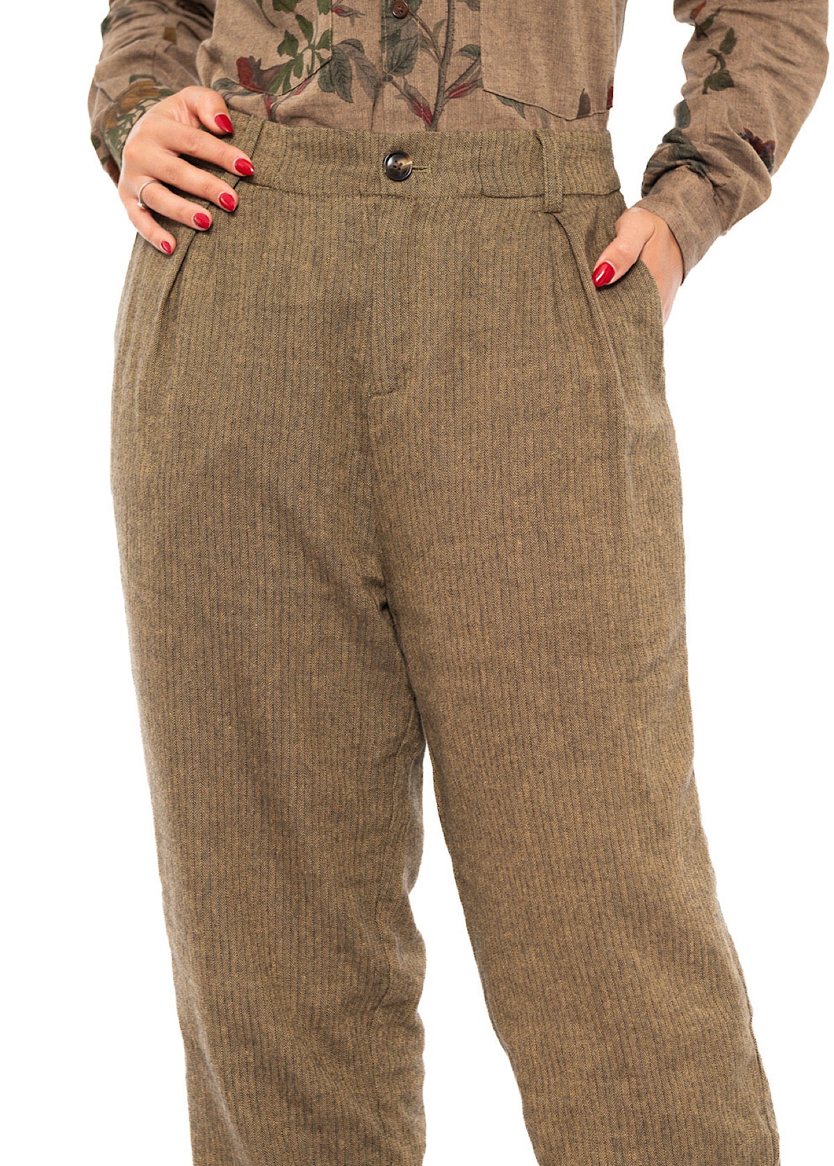 TAPERED HERRINGBONE TROUSER