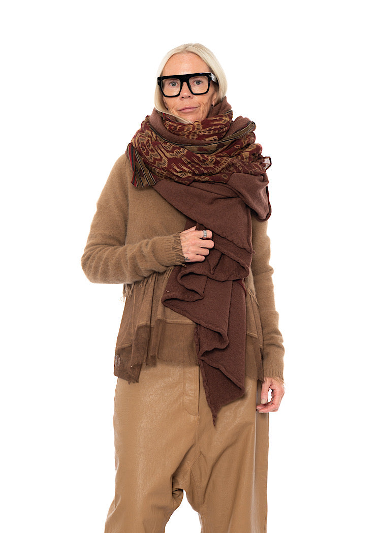 PRINTED MODAL-WOOL KNIT SCARF