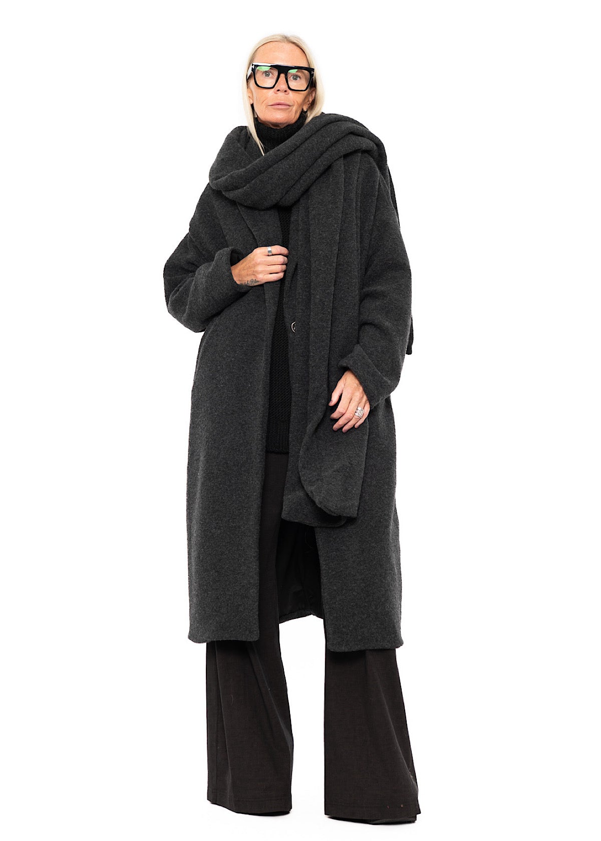 WOOL-BLEND COAT WITH SCARF
