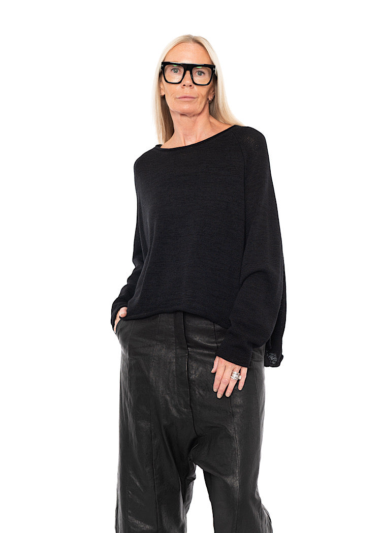 LINEN-BLEND KNITTED PULLOVER
