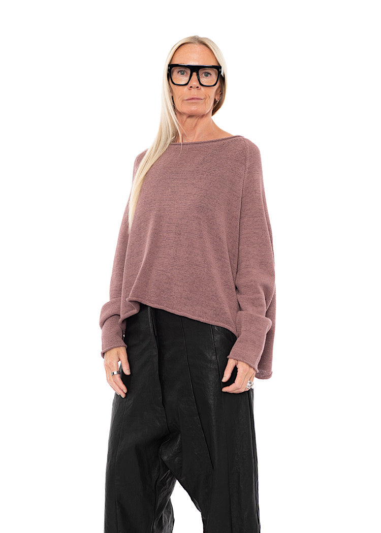 LINEN-BLEND KNITTED PULLOVER