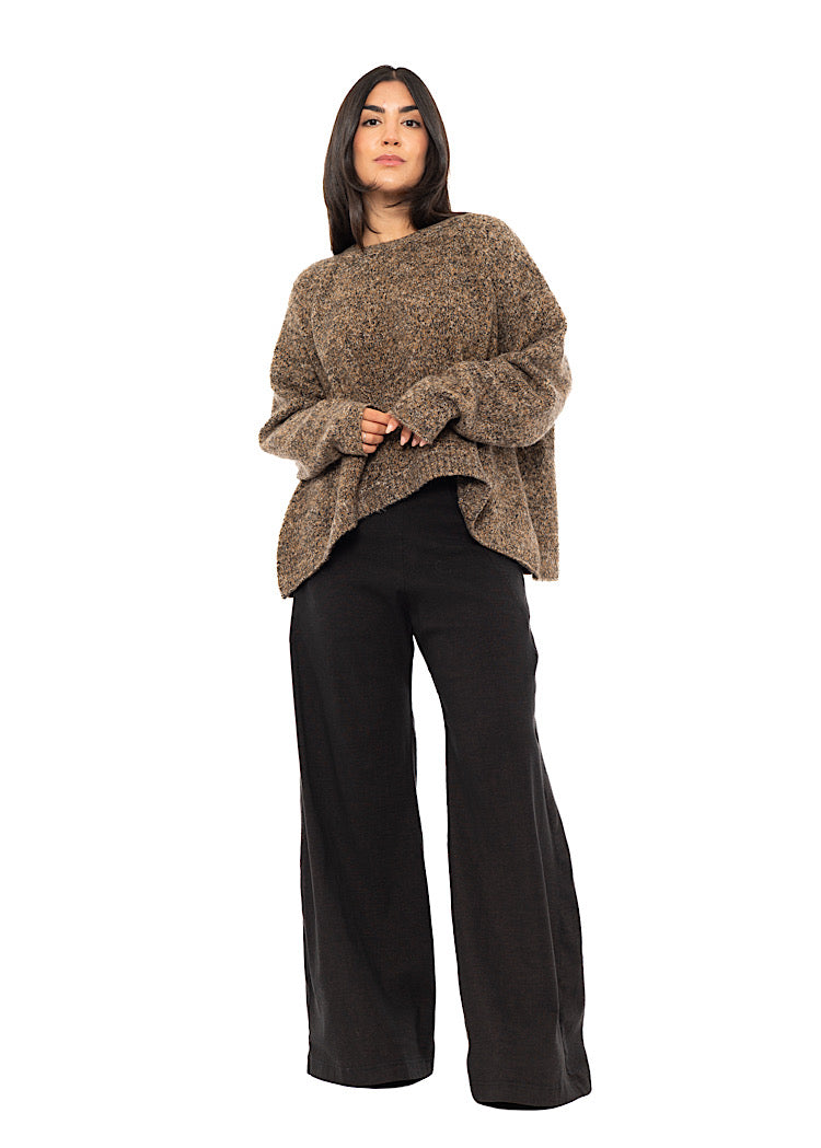 CROPPED MÉLANGE KNITTED PULLOVER