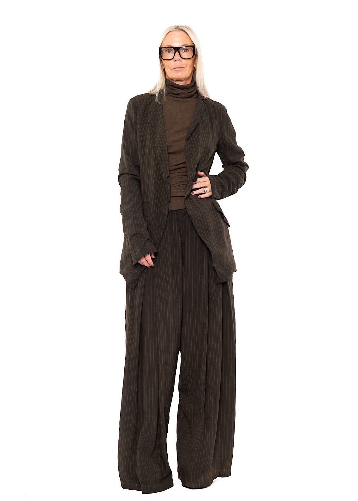 FLUID PINSTRIPE LONGLINE JACKET