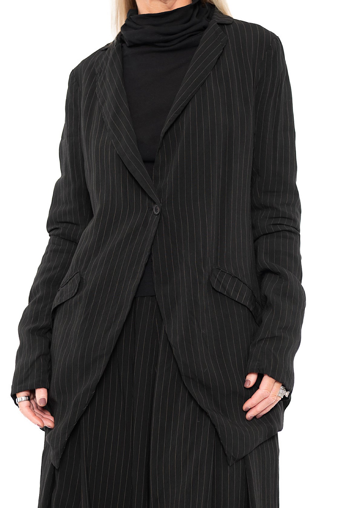 FLUID PINSTRIPE LONGLINE JACKET