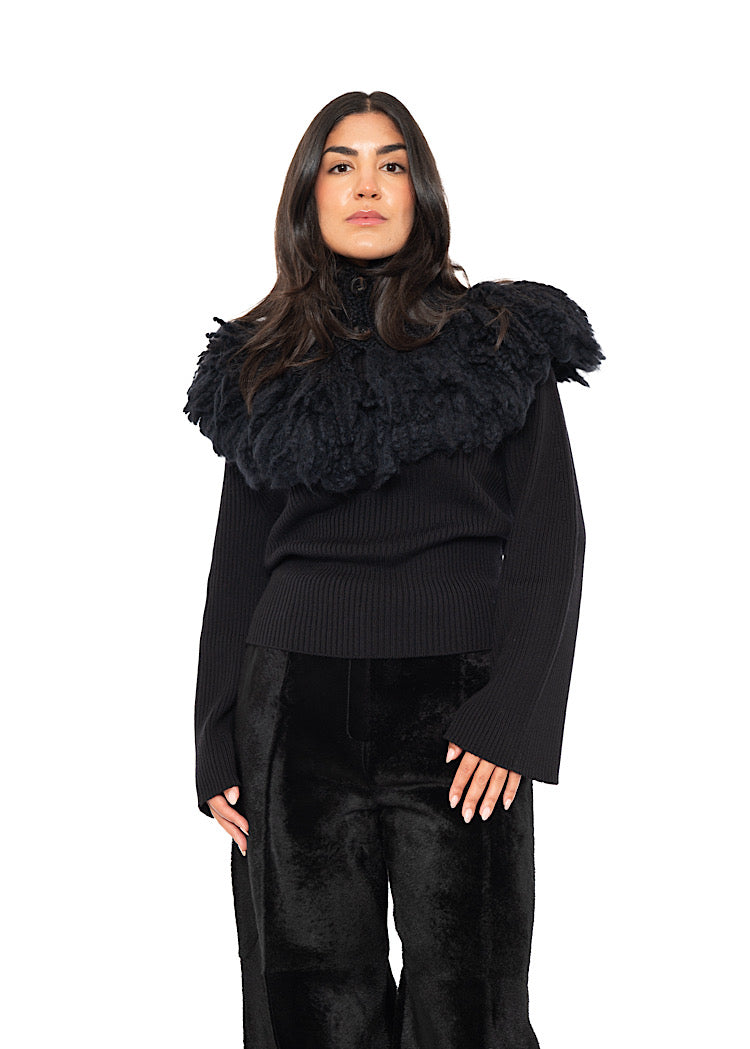 WOOL SILK CASHMERE KNIT COLLAR