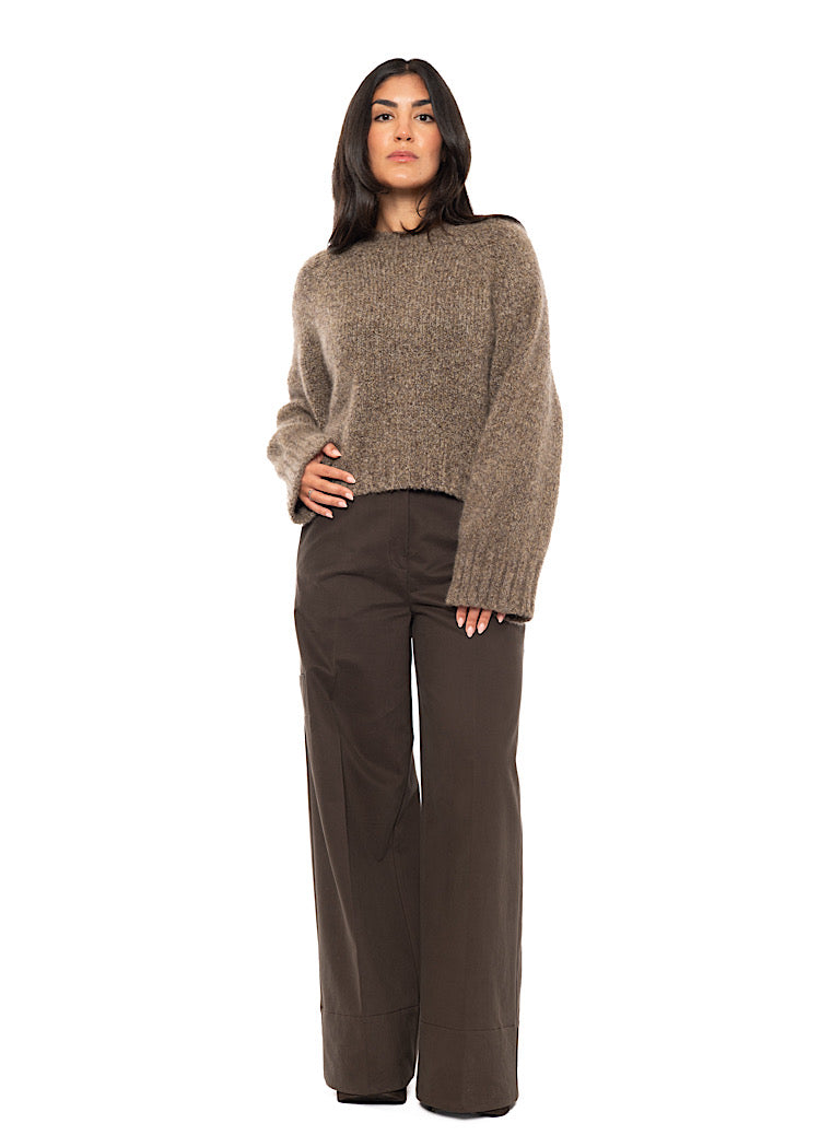 CASHMERE SILK CROPPED LENGTH PULLOVER