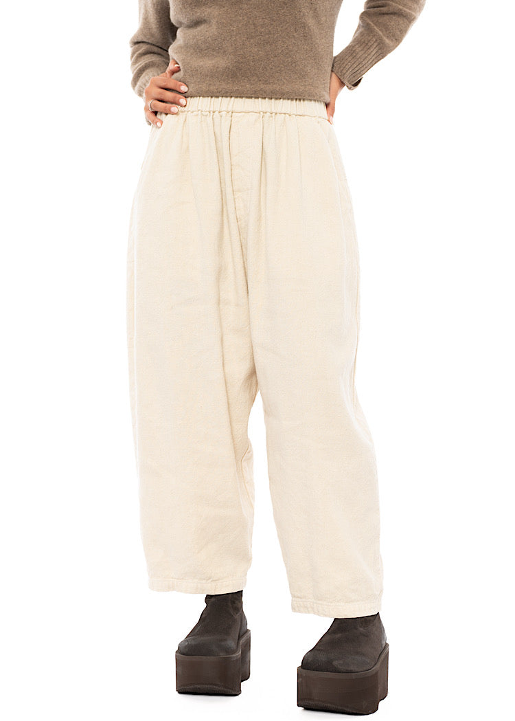 BRUSHED COTTON-LINEN BALLOON TROUSER