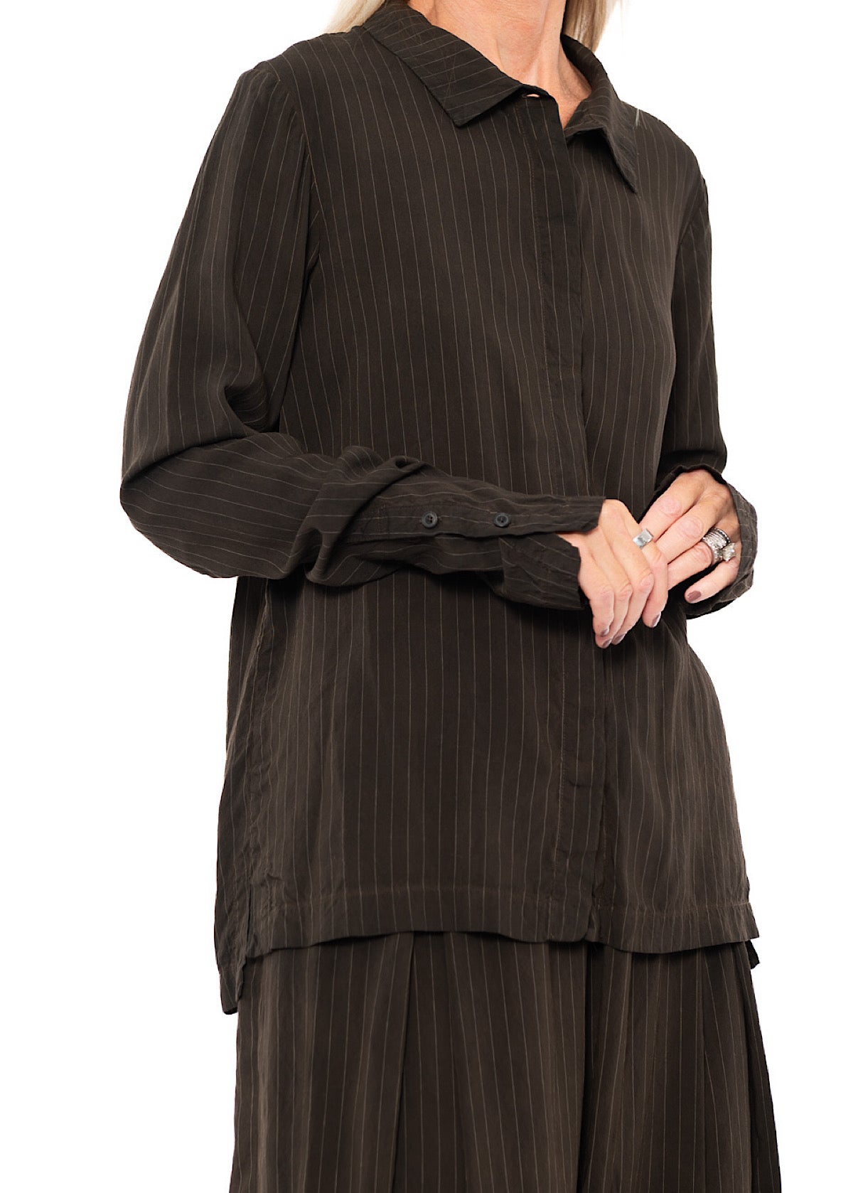 PINSTRIPE VISCOSE-SILK SHIRT