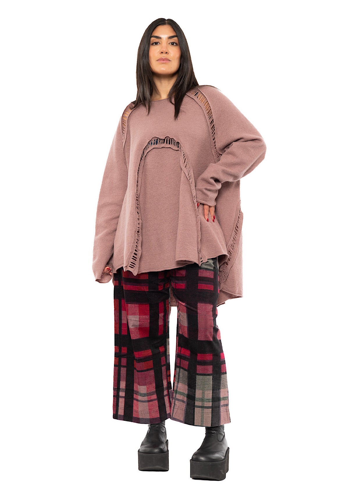 BOILED WOOL LADDER STITCH TUNIC