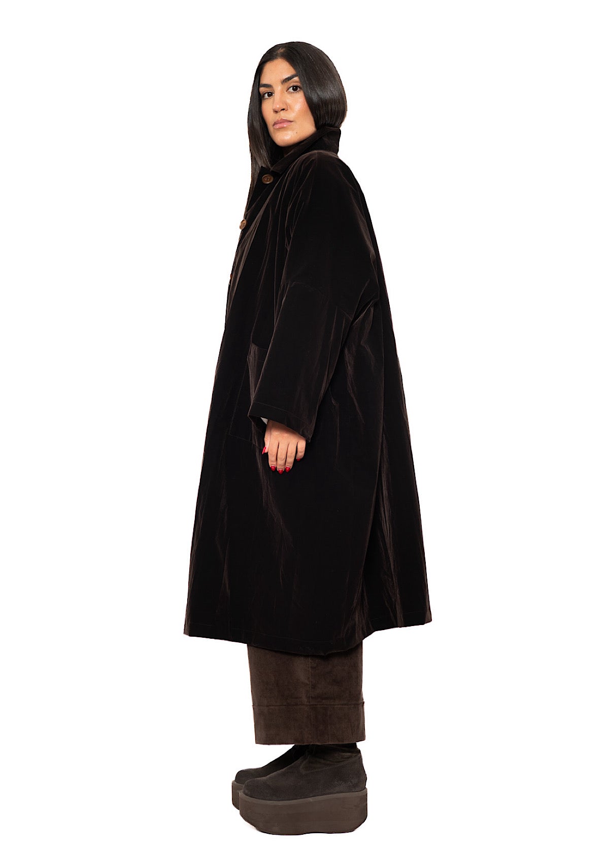 OVERSIZED CRUSHED VELVET CARA COAT