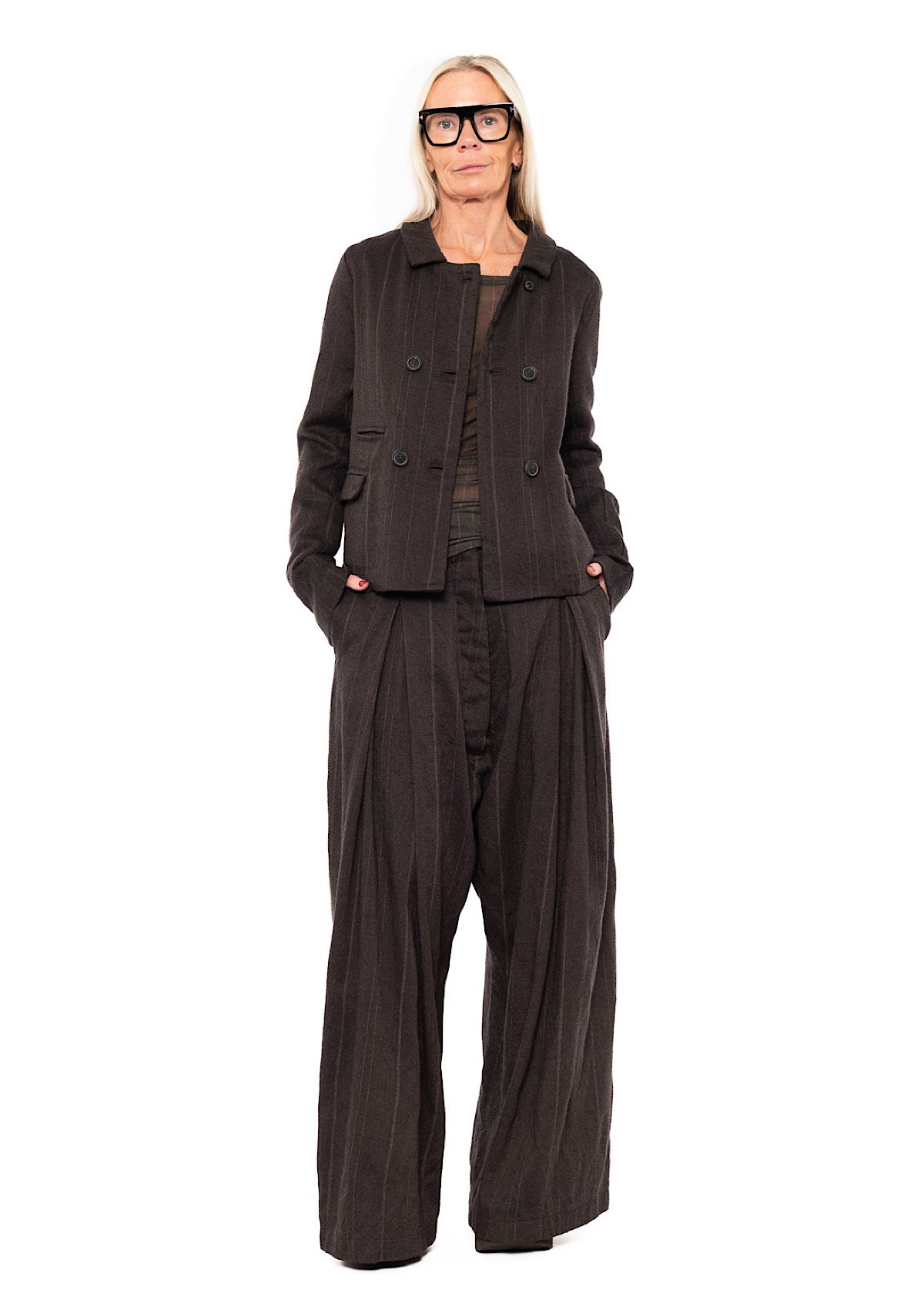 PINSTRIPE WOOL TAILORED JACKET