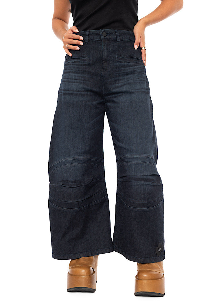 STRETCH HORSESHOE WIDE-LEG TROUSER