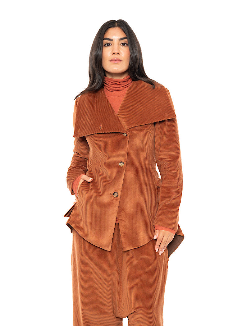 ASYMMETRIC STRETCH CORD VELVET JACKET