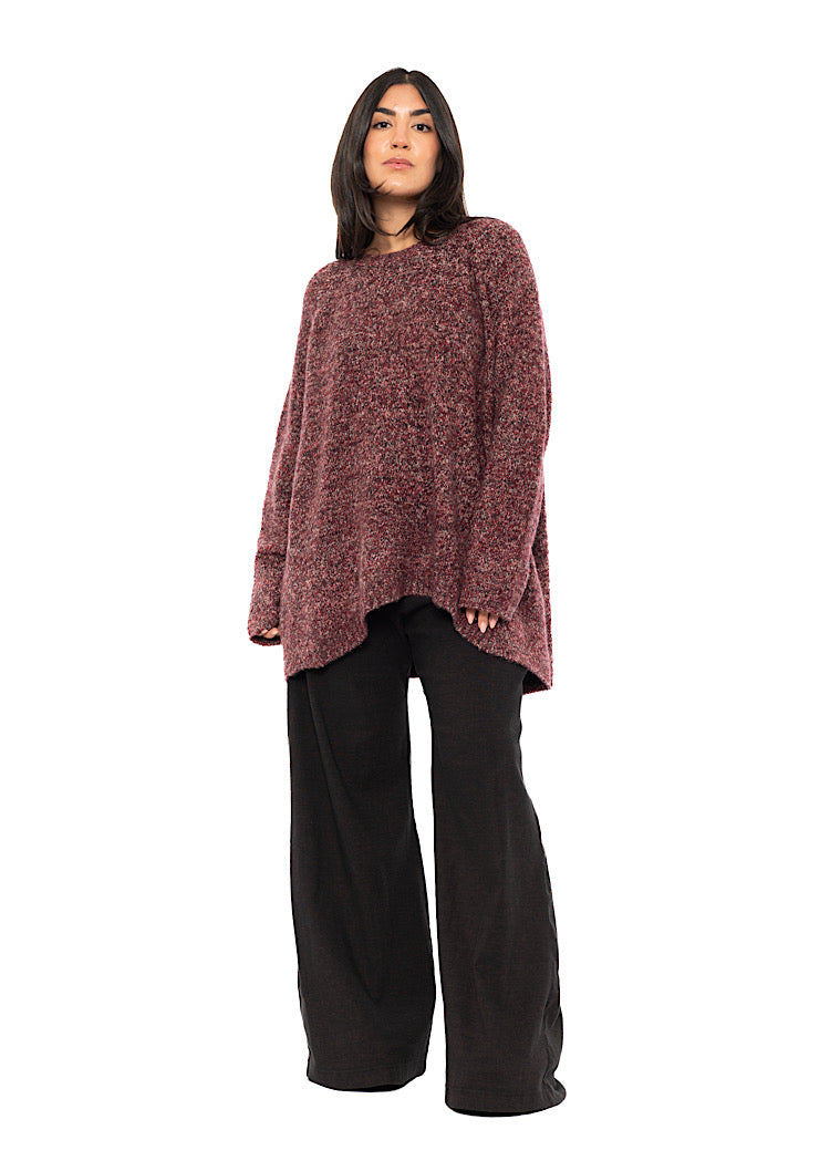 MÉLANGE KNIT ASYMMETRIC PULLOVER