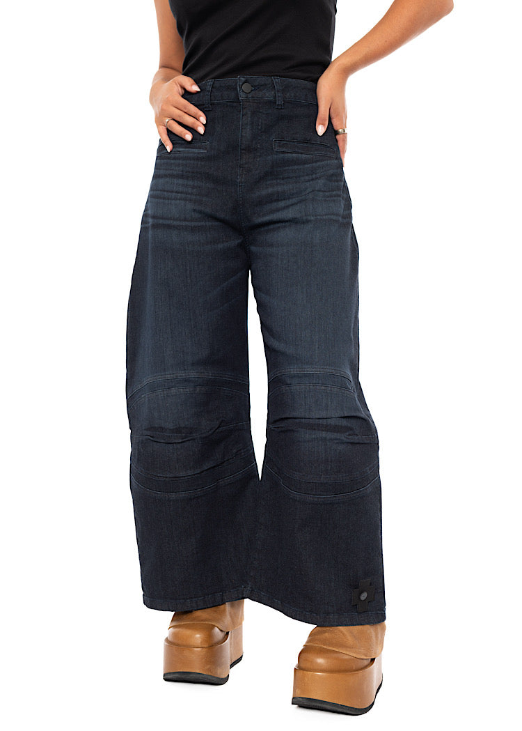 STRETCH HORSESHOE WIDE-LEG TROUSER