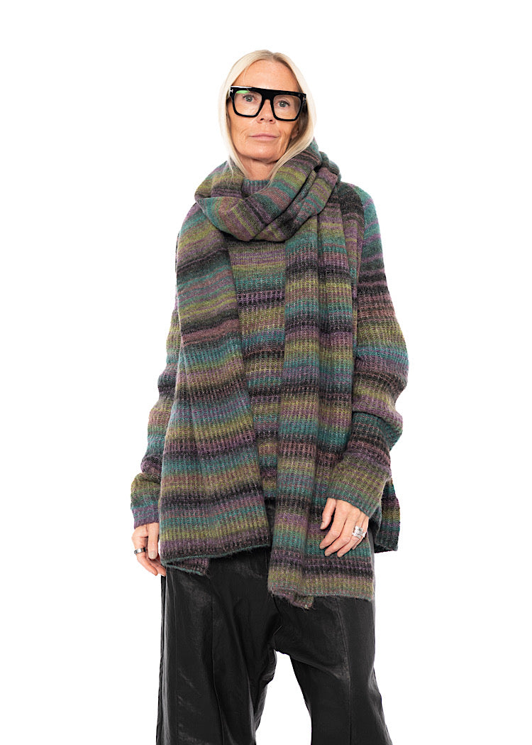 MULTICOLOUR STRIPE KNITTED SCARF