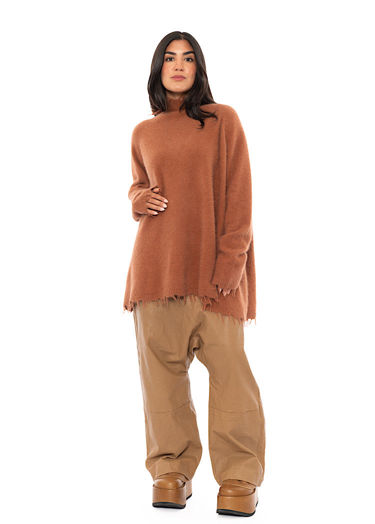 OVERSIZED FOX WOOL SILK KNITTED TUNIC