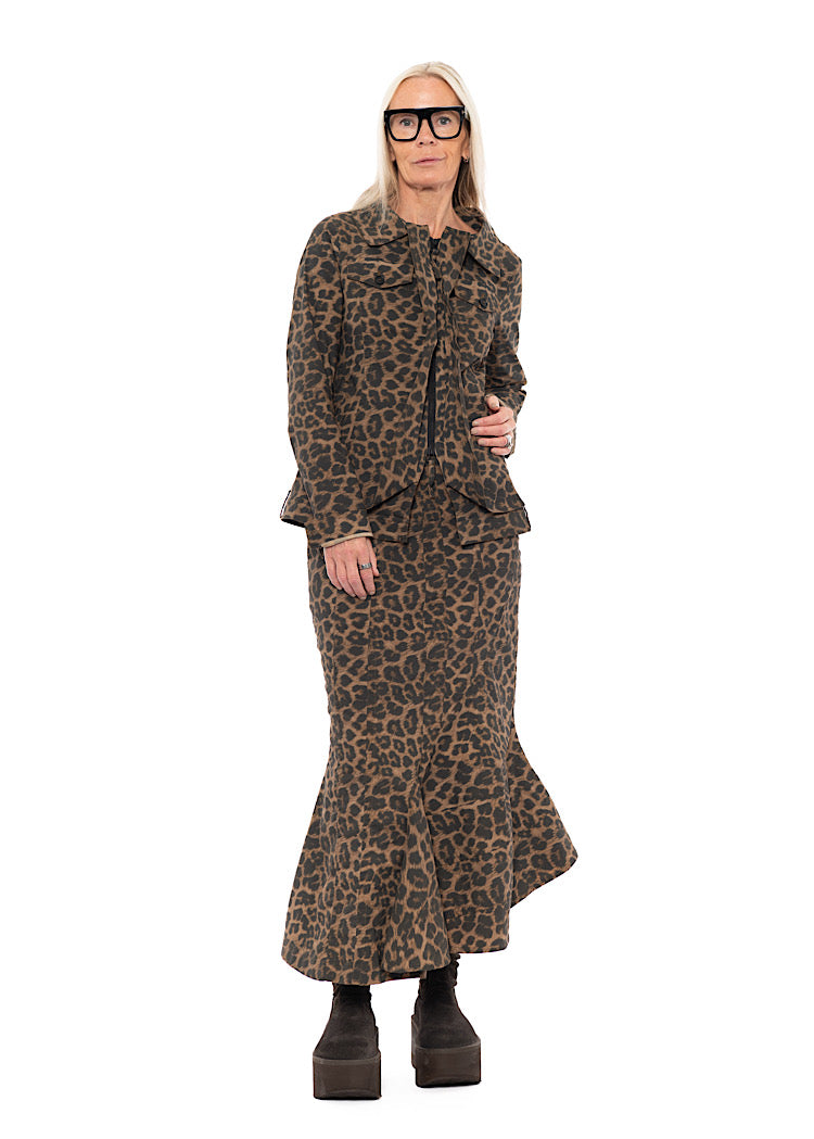 SCULPTURAL LEOPARD SKIRT