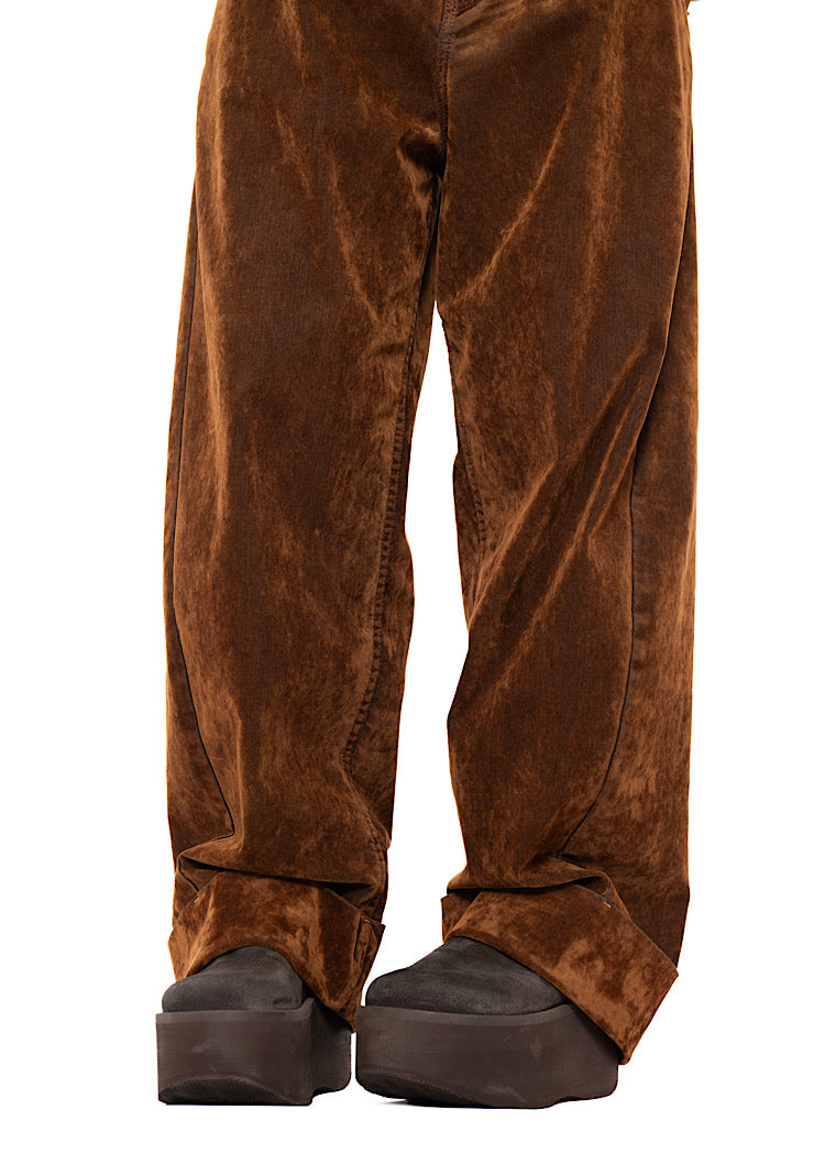 FLOCKED BARREL-LEG TROUSER