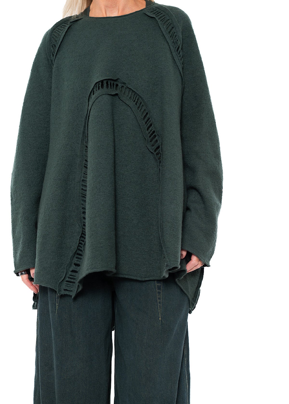 BOILED WOOL LADDER STITCH TUNIC