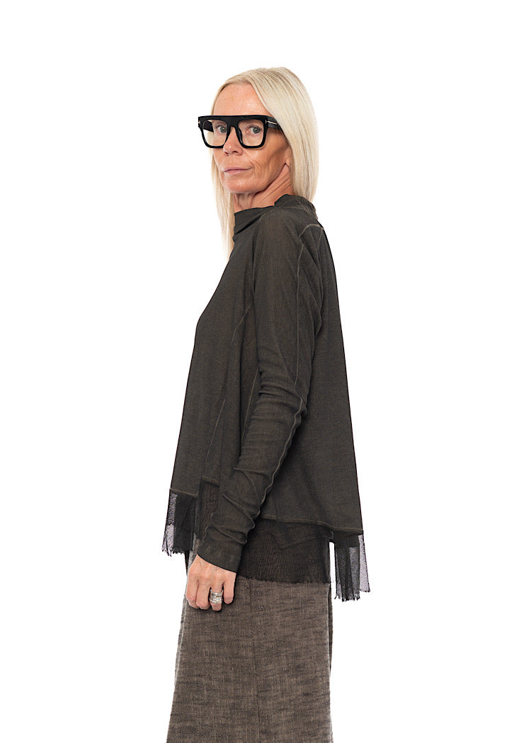 RELAXED NETTED HEM T-SHIRT