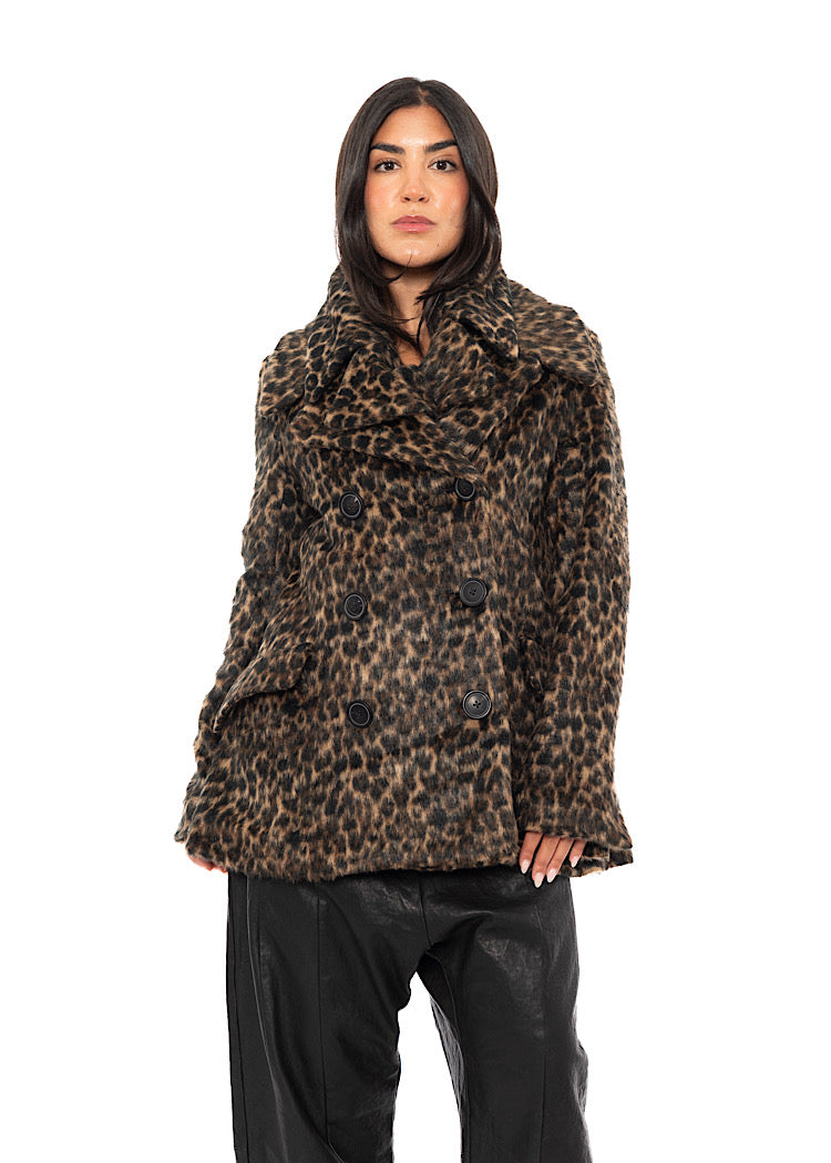 LEOPARD FAUX FUR COAT