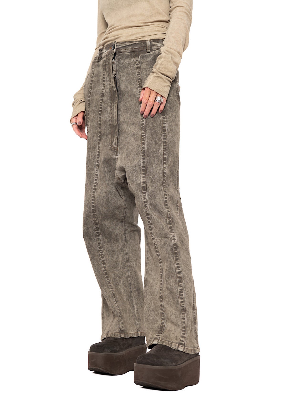 STRAIGHT-LEG DROP-CROTCH DENIM TROUSER