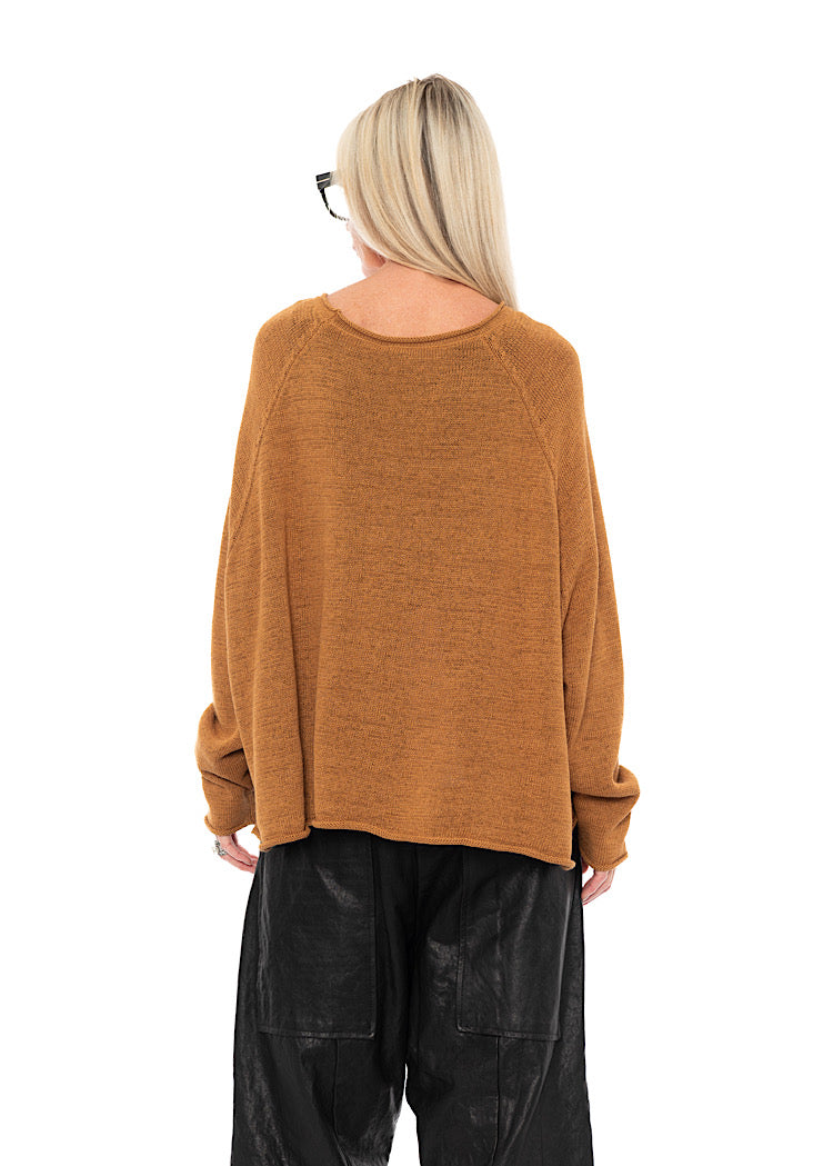 LINEN-BLEND KNITTED PULLOVER