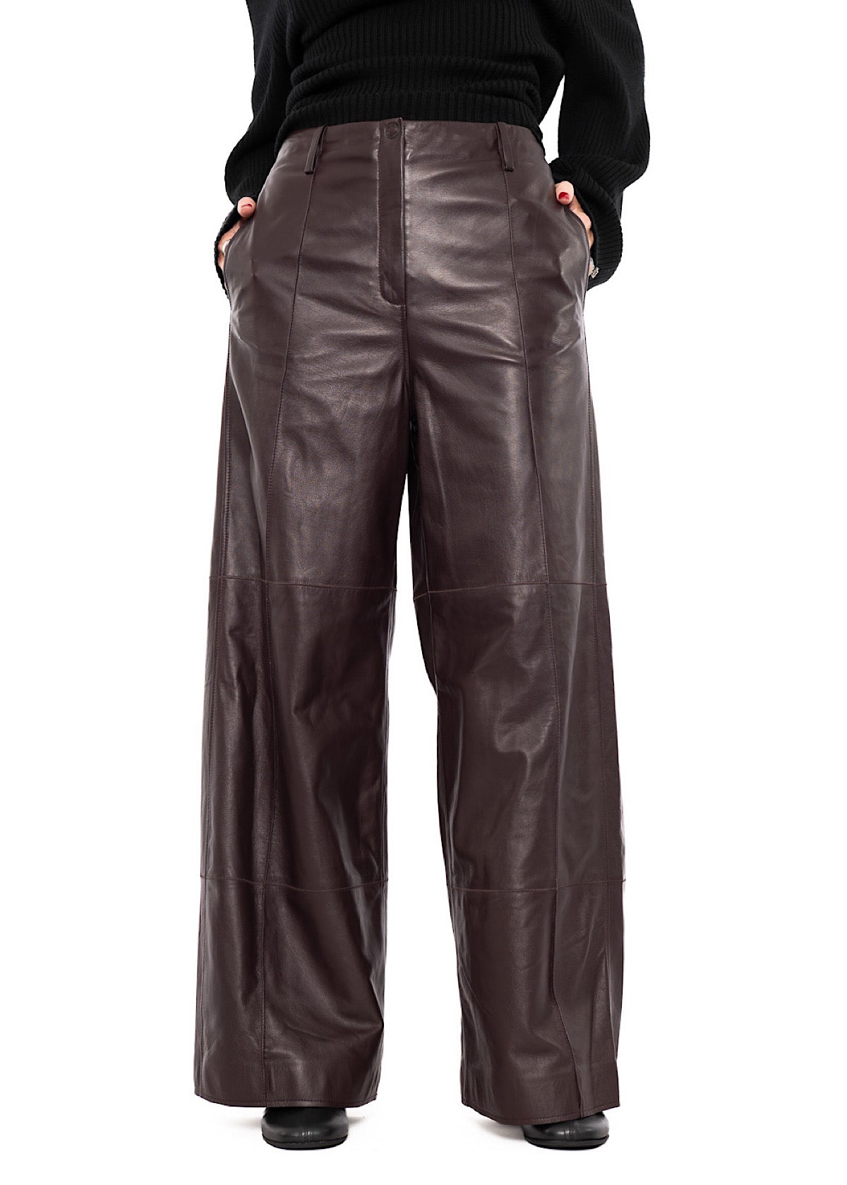 SIGNATURE WIDE LEG LEATHER TROUSER