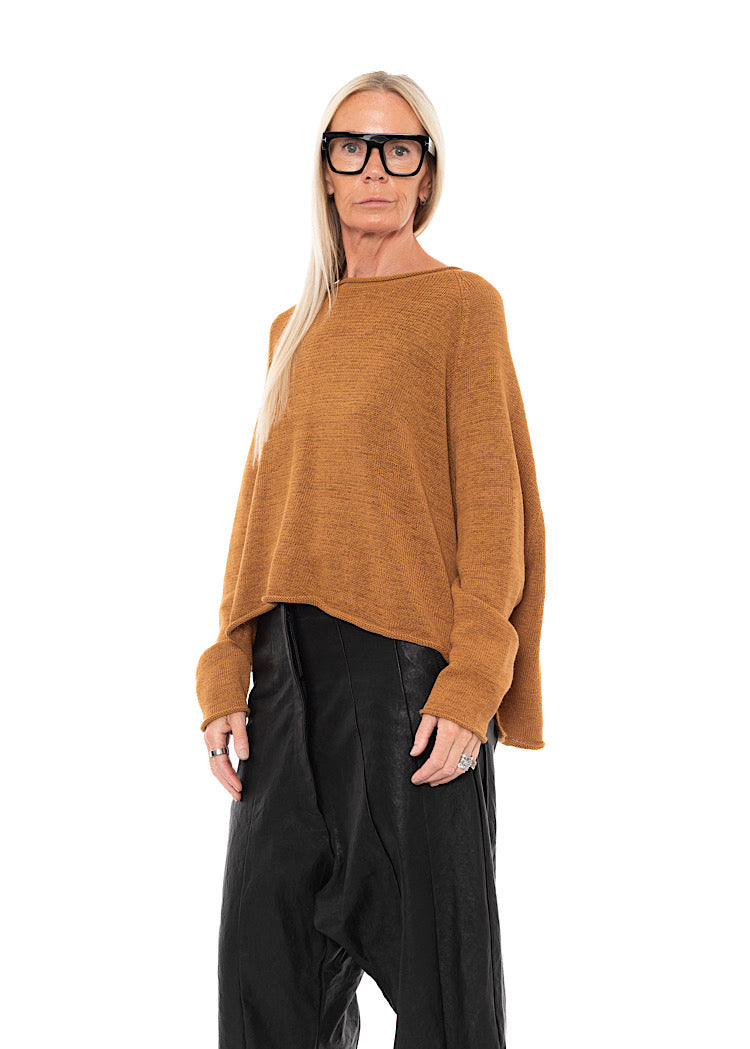LINEN-BLEND KNITTED PULLOVER