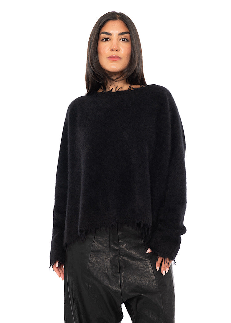 RELAXED FRAYED KNIT PULLOVER