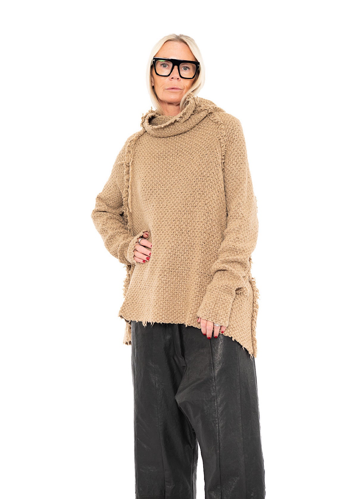 TEXTURED SILK KNIT PULLOVER