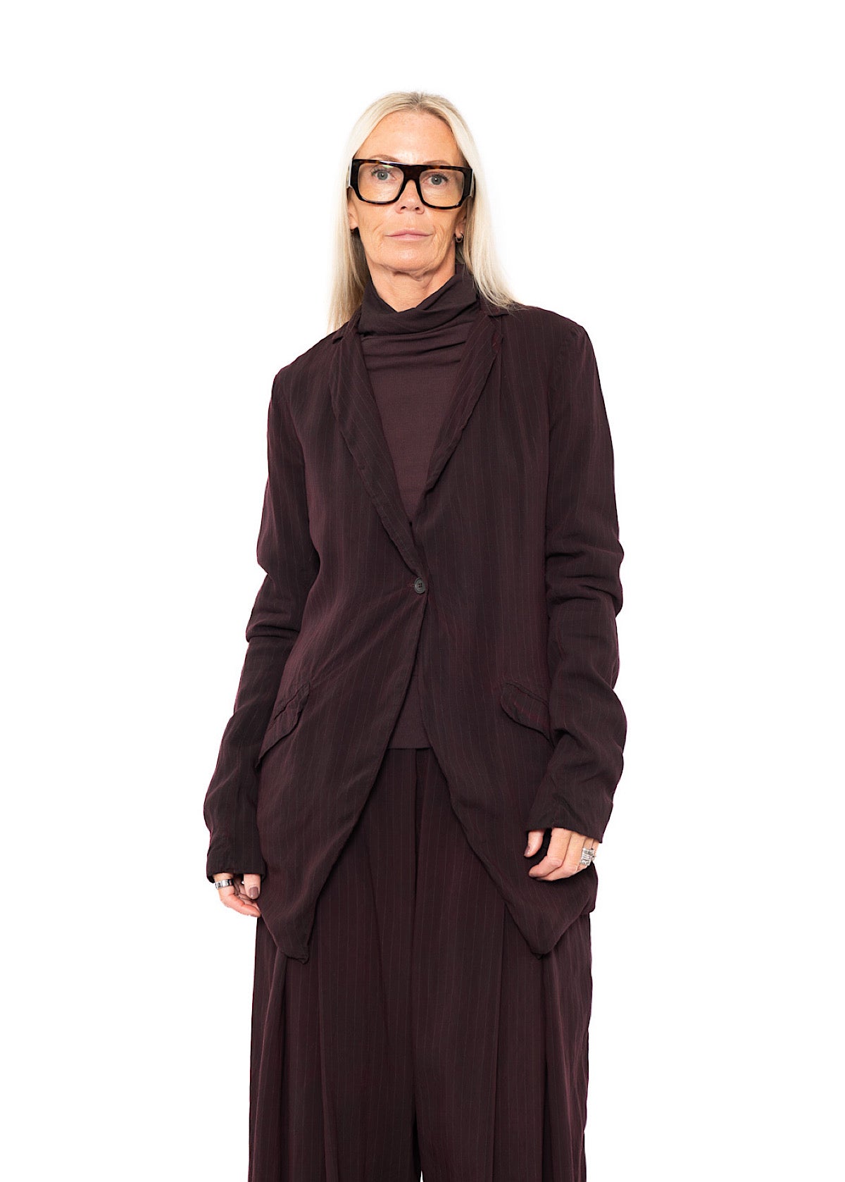 FLUID PINSTRIPE LONGLINE JACKET