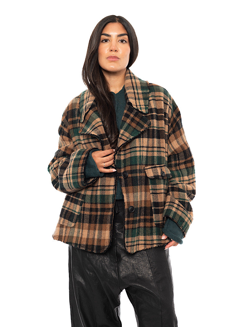 OVERSIZED CHECK WOOL JACKET