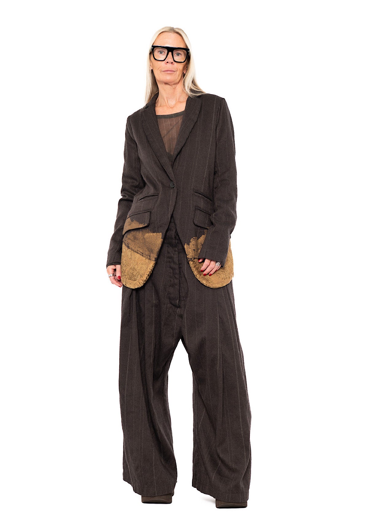 GOLDFARBEN BEMALTE Jacke MIT FEINEN NEBELSTREIFEN