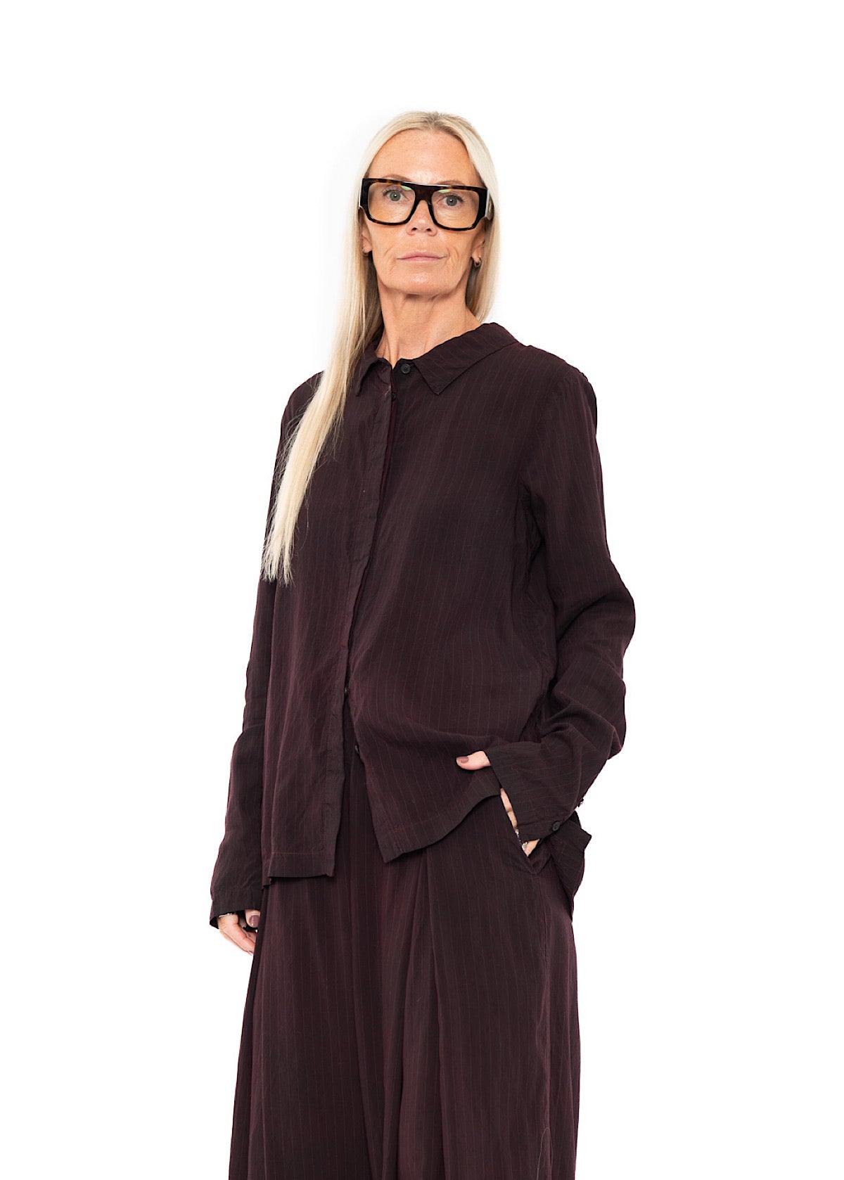 PINSTRIPE VISCOSE-SILK SHIRT